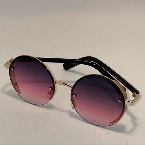 GOLD Frame Purble Pink Round Lens Sunglasses - Picture 1 of 5